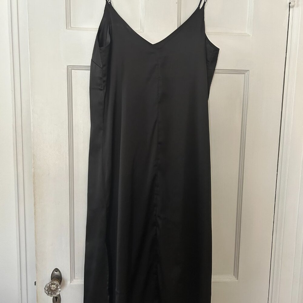 The Drop Black Silky Slip Dress Size Medium